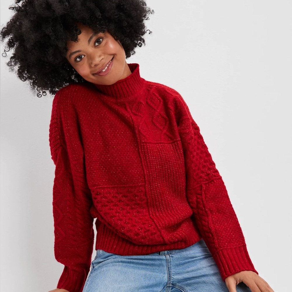 American Eagle Outfitters Deep Red Turtleneck Sweater